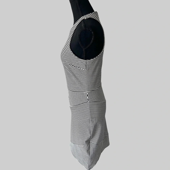 Bebe Short Asymmetrical Striped Stretch  Mini Dress - Picture 2 of 15